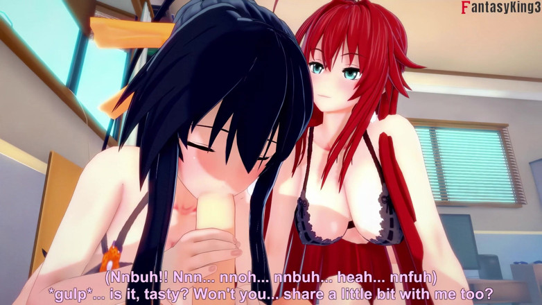 Fantasy king: Akeno e Rias mi sorprendono con un doppio pompino - dxd...