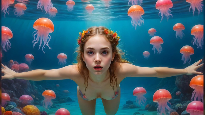 LustRender: Chicas desnudas de 18 años se balancean dentro del océano
