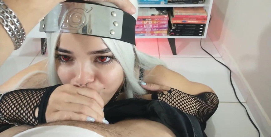 Wellington Ribeiro: White Wolf Ofc - Blowjob with Sharingan Cosplay Anime Naruto with...