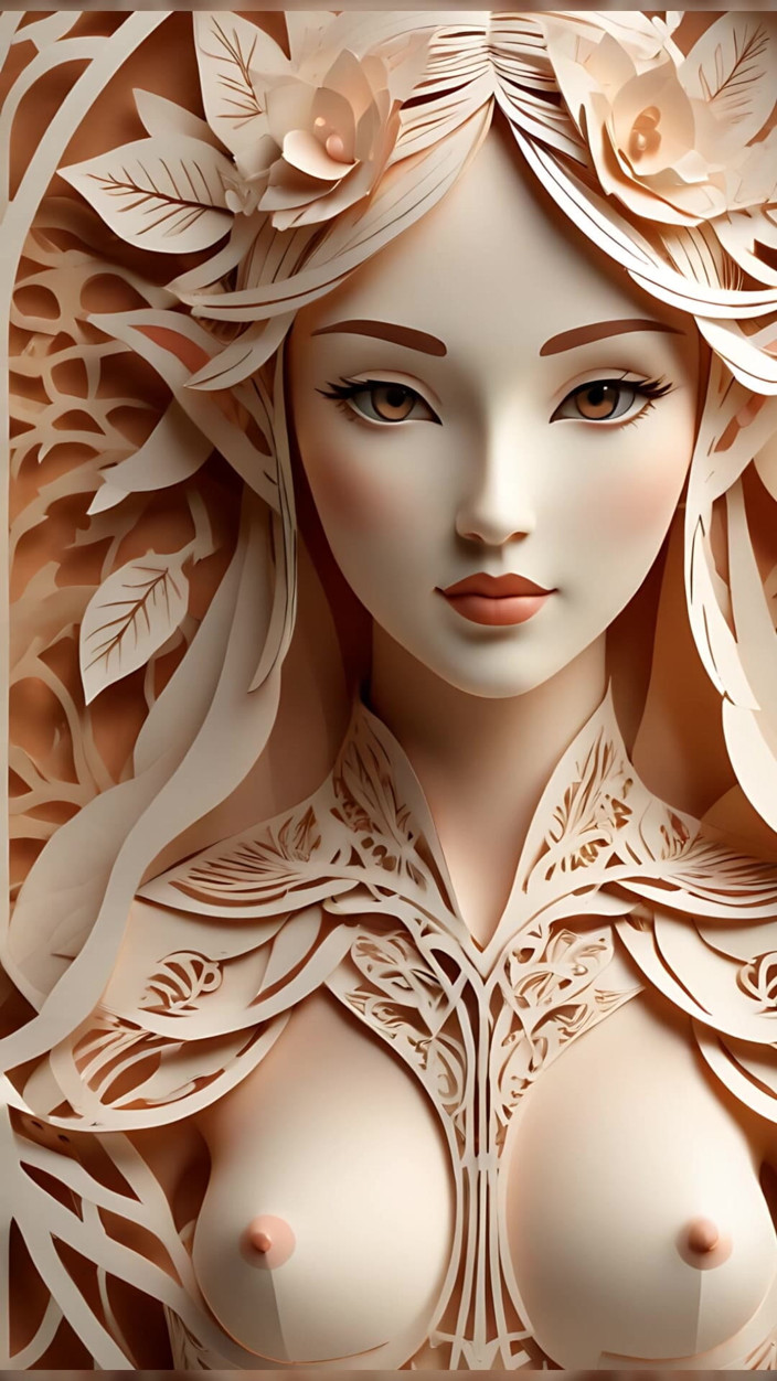 LustRender: Lustrender papercraft nackte elfenmädchen-diashow - sexy Kirigami Elf muschi &amp; titten