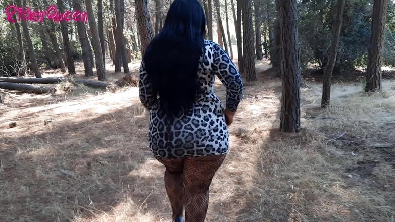 Only Riderqueen BBW Step Mom Latina Alone: Walking Through the Forest in My Animal Print Dress and...