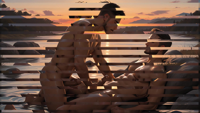 LustMen: Esta escena explícita de masturbación mutua con un hombre desnudo...