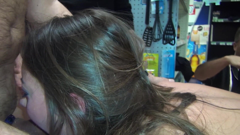 Cumbizz: Supermarket teen gangbang with banana in my ass!