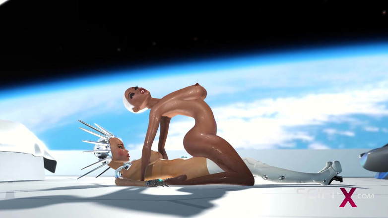 SciFi-X transgender: Super sexy androide dickgirl fode uma negra gostosa em uma...