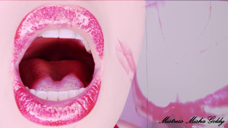 Goddess Misha Goldy: Fantasia rossa lucente sulle mie labbra ipnotizzanti e sul mio...
