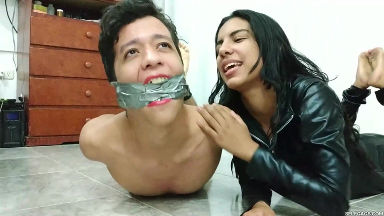 Selfgags femdom bondage: Mari kita bermain perbudakan dengan mainan belenggu ibu tiri kita!