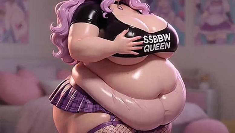 Animate golden: SSBBW, anime cheveux violets, serre Ahegao aux seins énormes