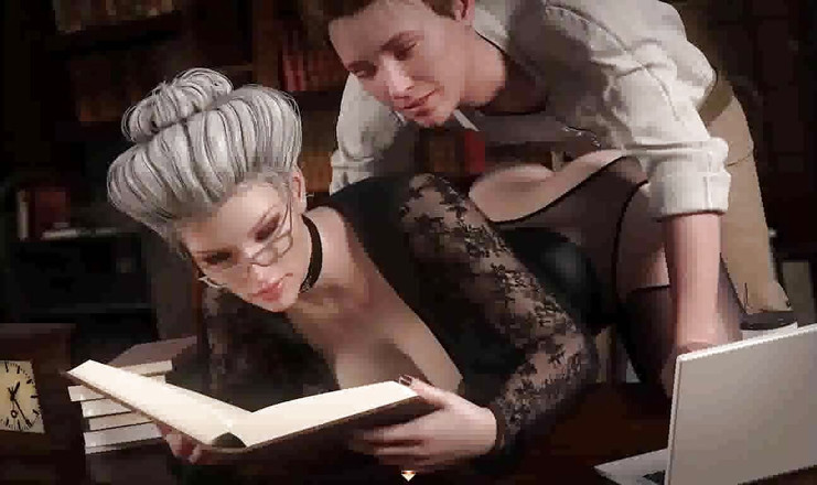Dirty GamesXxX: Nadia'nın hazinesi: büyük yaraklı bir adam kütüphanede orta yaşlı seksi...