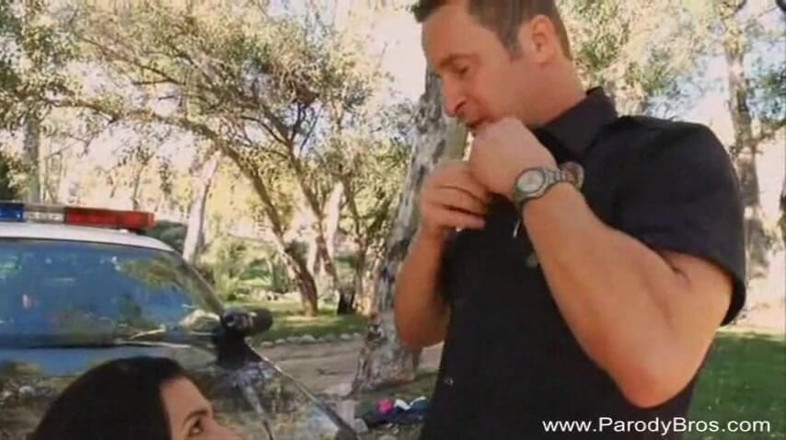 Parody Bros: Lovely brunette babe gets slammed by police officer
