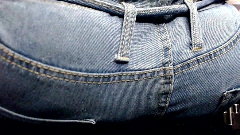 Maeling: Slut Teen Ruined in Jeans Ass-fyxiation with Giant Ass Unknowing