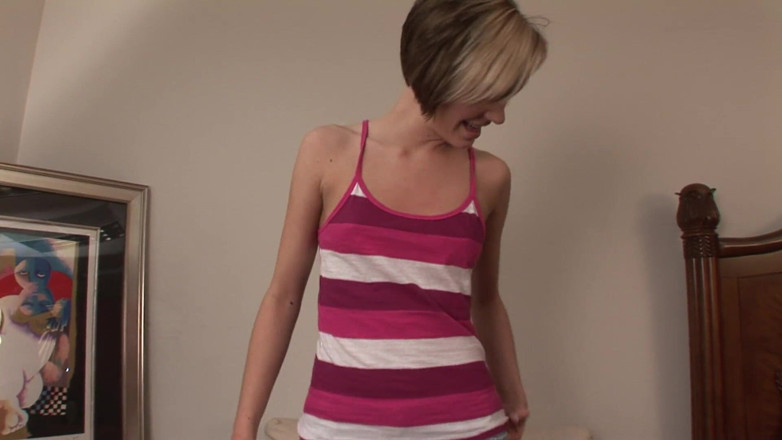 My Favorite Pornstars: Petite blonde teen showing naked shaved pussy