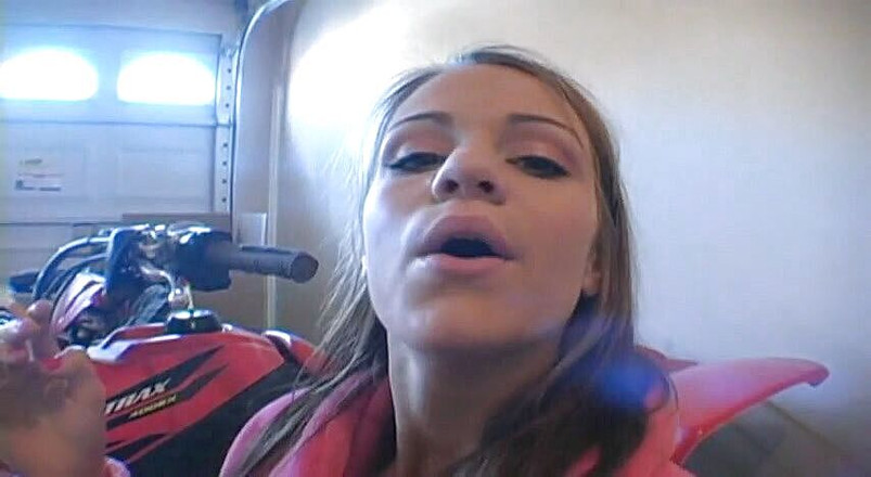 Femdom Austria: Lovely teen in bathrobe smoking a cigarette in garage
