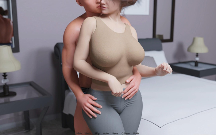 Adultgameplayvideos studio: Проблеми з серцем - глава 5 - Амелі помітила опуклість Джона під час нанесення зволожуючого крему