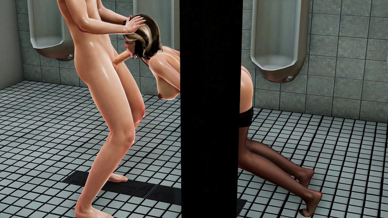 Joas22222: Claude la fille sexy en collants dans les toilettes 3D hentai -...