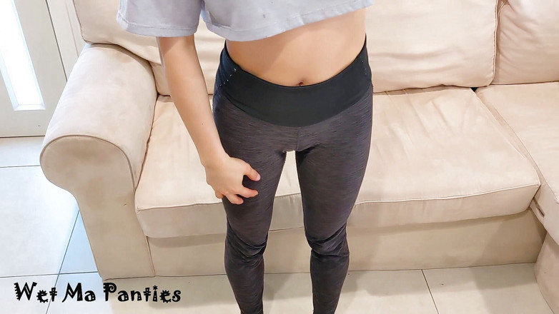 Wet ma panties: Hot stepsister teasing himwith her new yoga pants !! Part 1