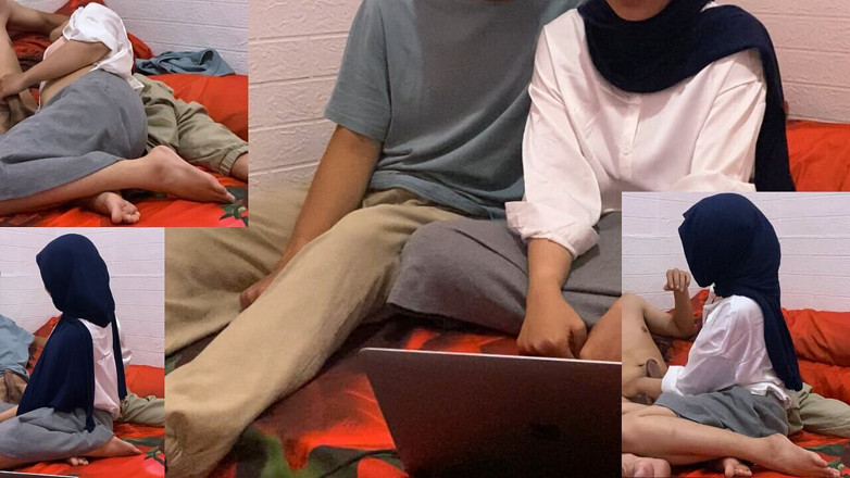 Hamster_Ball: Une étudiante en hijab branle une bite pendant son travail avec...