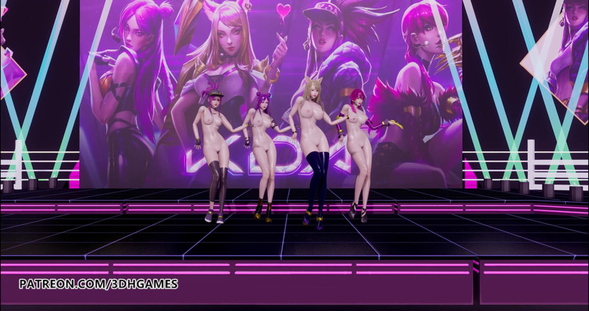 3D-Hentai Games: Meisjesdag - iets naakte dans Ahri, Akali, Evelynn, Kaisa 3D ongecensureerde naaktdans