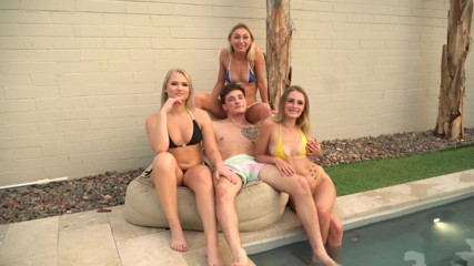 Jerkmate: Festa sexy na piscina com Kyler Quinn, Chloe Temple, Harley...