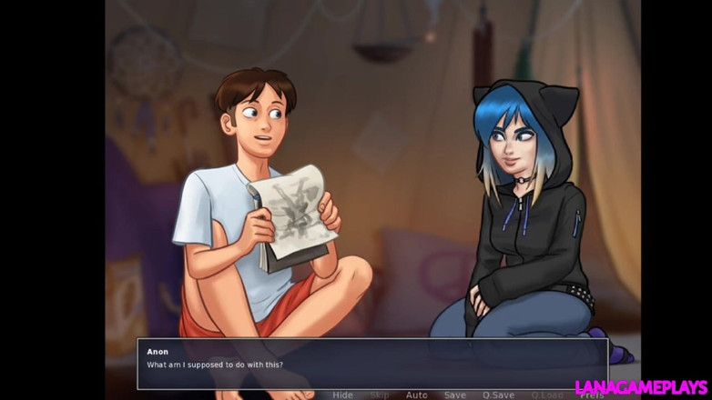 Lana Game plays: Saga estivale n ° 115 - une jolie fille gothique adore son énorme bite -...