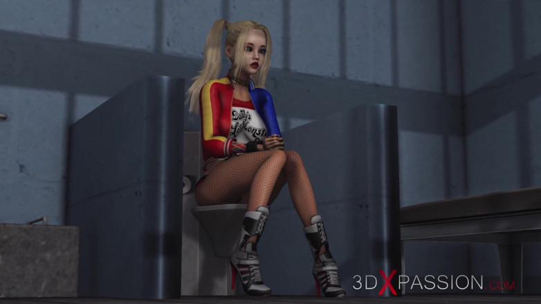 3dxpassion: Batman wali napaloną mankietę Harley Quinn w więzieniu