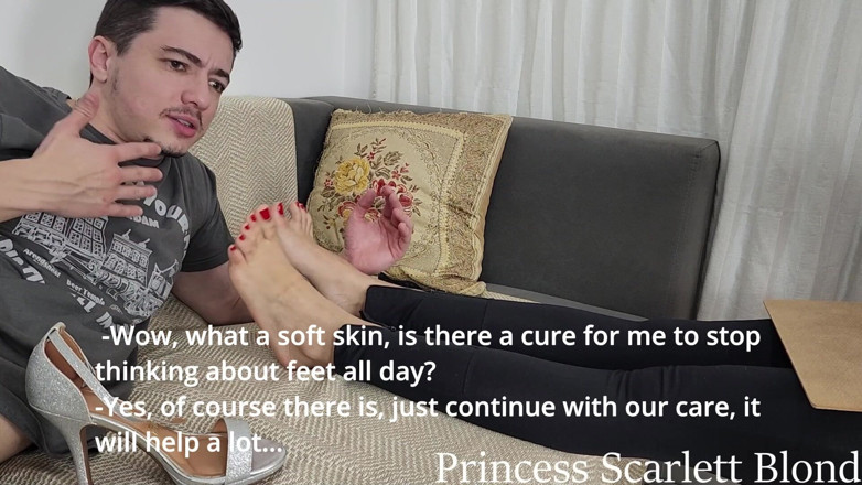 Queen Lytta ballbusting and cum lick: Princesse Scarlett Blonde - Psychologue sexy, épisode 1 - Un loser se fait diagnostiquer...