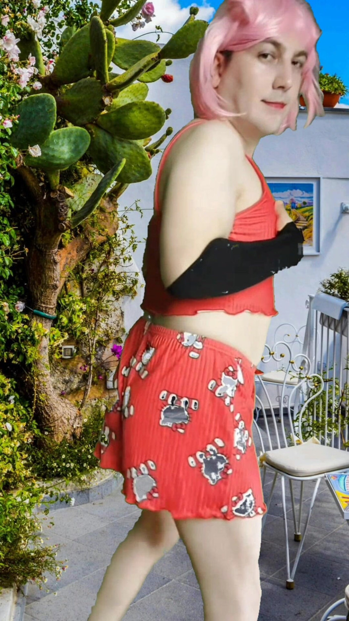 Kitty_Cross: 2 Blondă în pijama săltăreț cu cur, curvă sexy transsexuală travestit