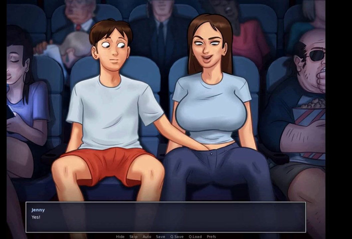 Dirty GamesXxX: Summertime saga: meio-irmão dedilha sua meia-irmã no cinema