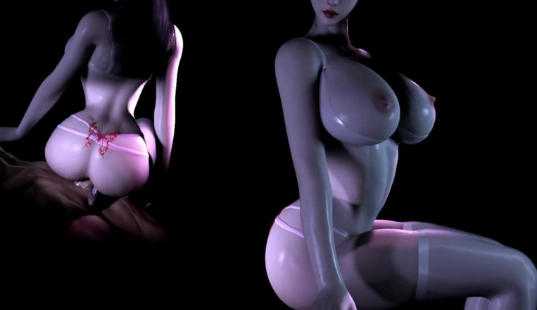Anime strip club: 3D peitos enormes, asiática prostituta balançando a bunda grande