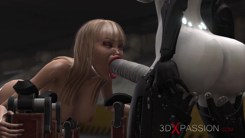 3dxpassion: Areál 51. Super systém šukání. Sci-fi ženská androidka šuká dívku v bunkru