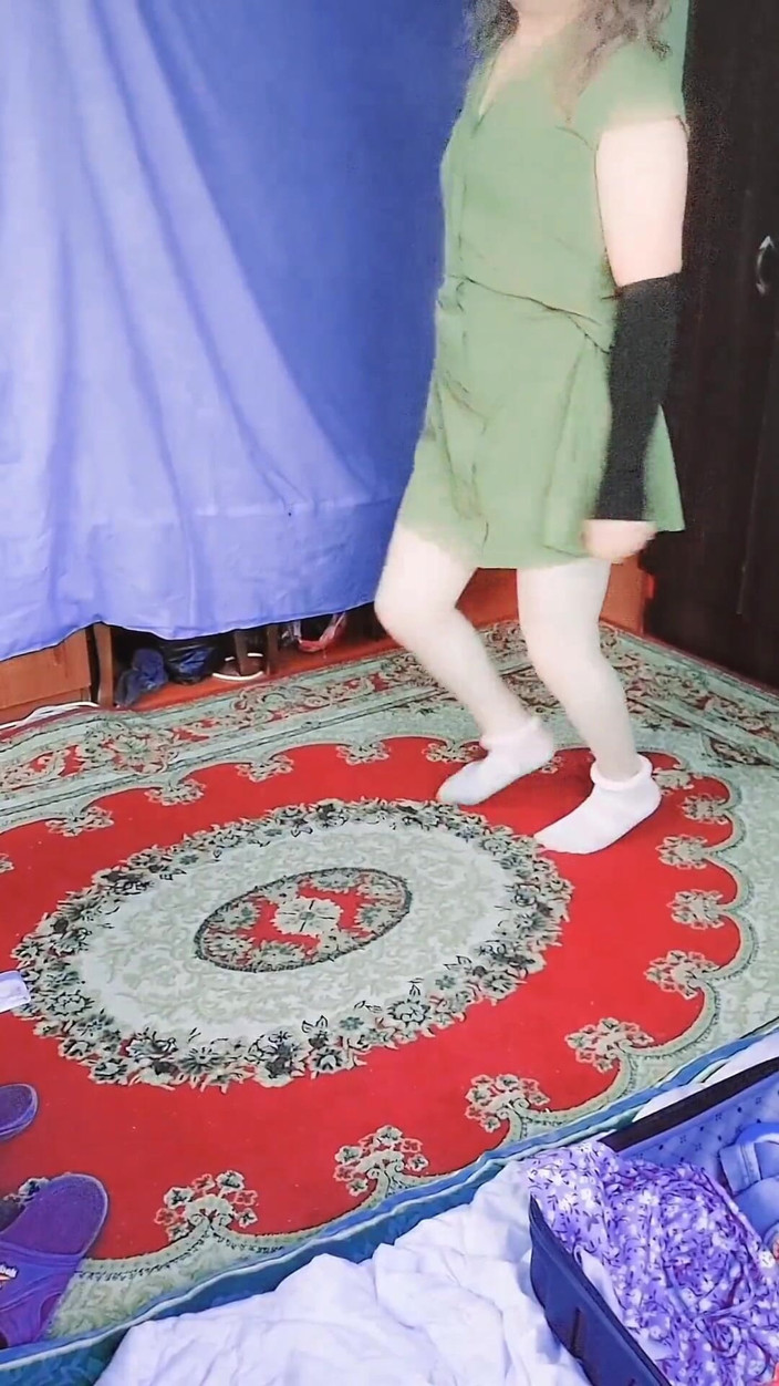 Kitty_Cross: Green Sexy Mini House Dress Shemale Big Butt Sissy Big...