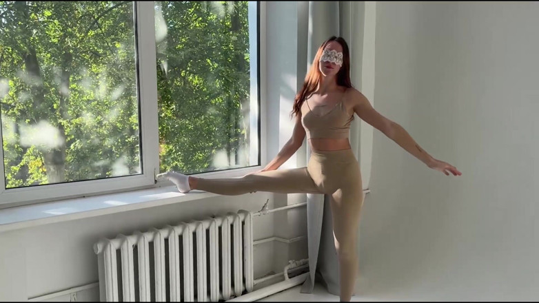Holy Harlot: Yoga in Tight Leggings with Mask
