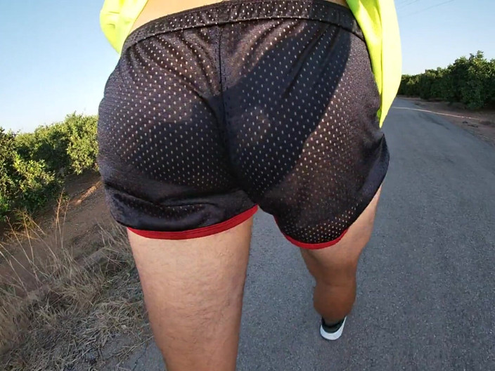 Cool Body: Tight Shiny Sport Shorts Bulging Routine (freeballing Outdoors)