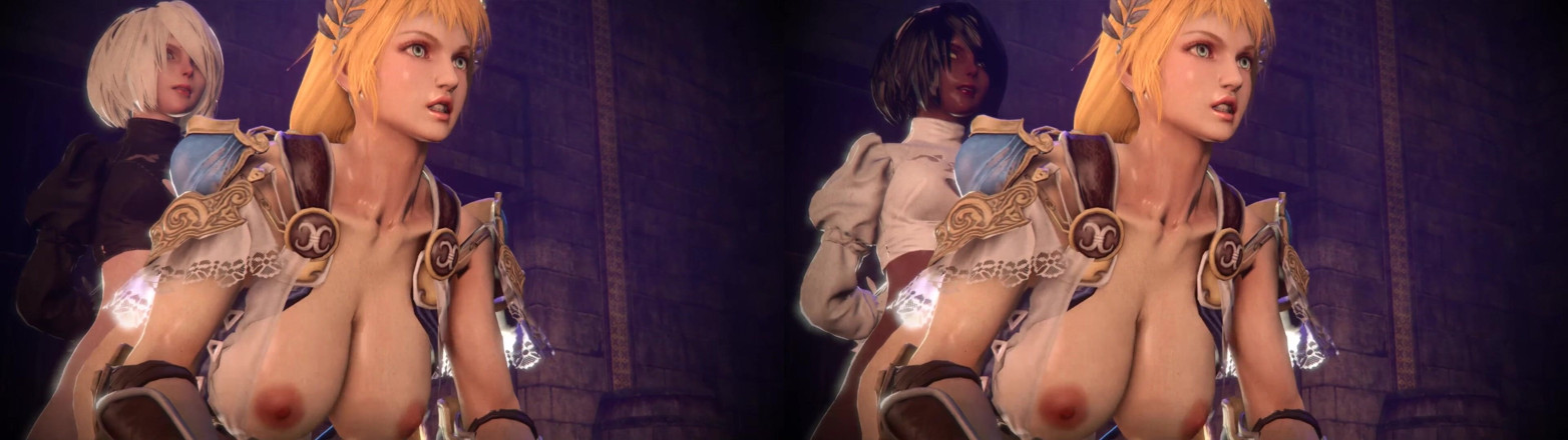 Velvixian3Futanari: 2b-2p X Sophitia Split Screen (futa Shemale)