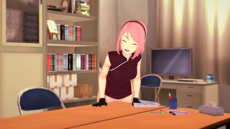 H3DC: Hentai Sakura 3D melancap di Pinggir Meja