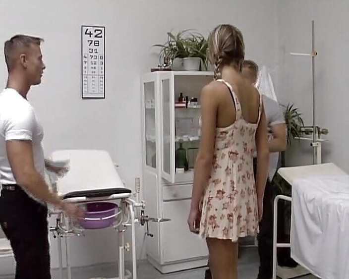 German amateur couples: A beautiful blonde German teen gets fucked by two horny...