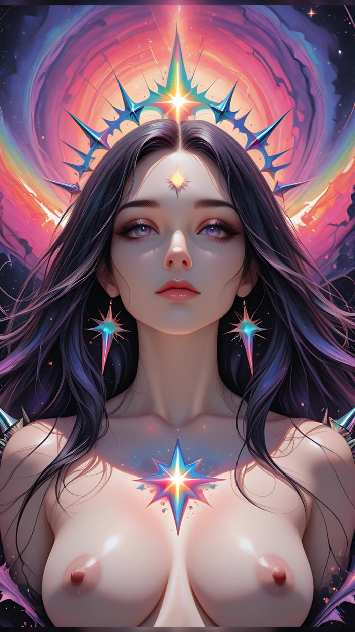 VelvetInk Studio: 彩虹棱镜的虚空风暴的影子甲骨文宇宙幻想 ai 艺术幻灯片