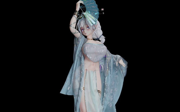 MikuMotion: [mmd] Brilliance Sends Bright Moon Blue Erotic Hanfu Belly Pocket...