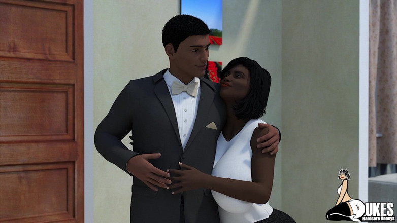 Dukes Hardcore Honeys: Une black et un cul blanc prennent une longue bite...