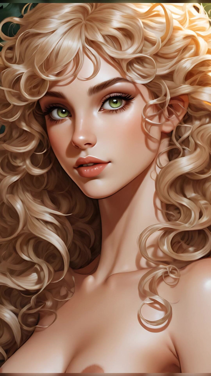 LustRender: Lustrender 漫画风格的裸体精灵女孩幻灯片 - 性感的 ai 幻想精灵阴户和奶子