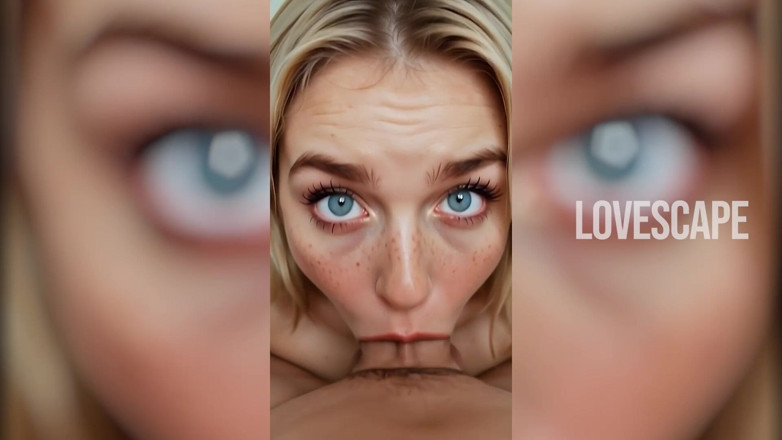 Lovescape: Блондинка королева глибокого заглоту: масивний камшот на обличчя (ai gen)