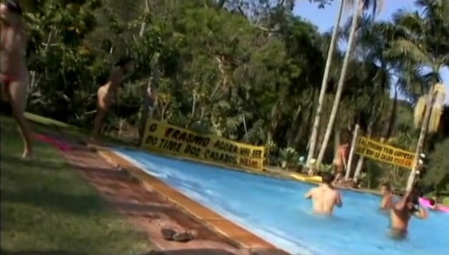 Double Penetrated: Gorgeous latinas get ass fucked at a pool party