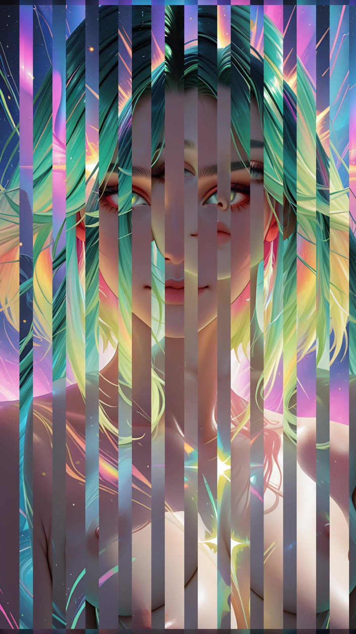 VelvetInk Studio: 发光的眼睛的宇宙霓虹灯美女肖像梦幻般的幻想 ai 艺术幻灯片