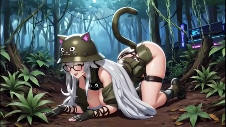 Hot girl dancing: Gewoon een grappige anime-soldaat in het bos, Ai-animatie