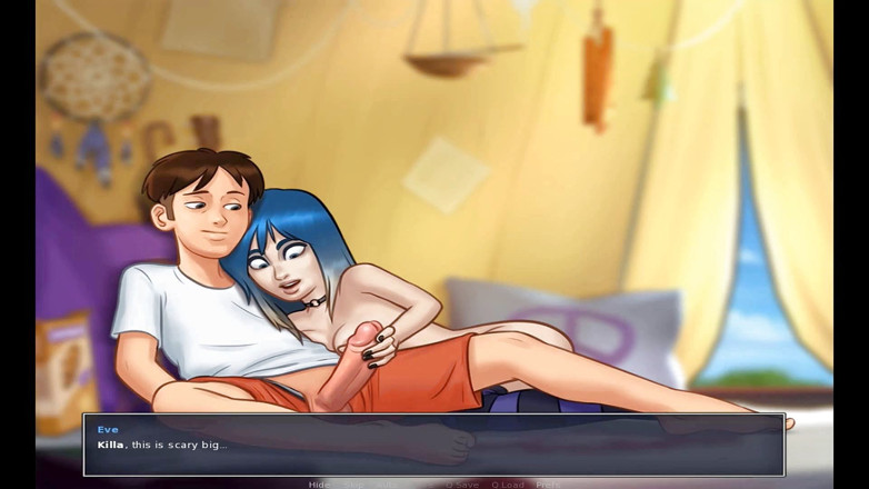 Hentai World: Summertime saga - classmate blue hair teen eve take my cook
