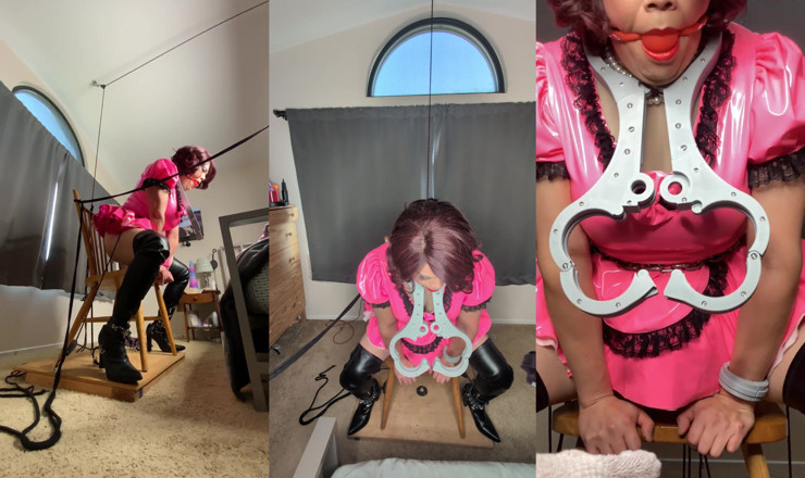 Sissy Candy: 거대한 딜도와 자기 본디지의 Sissy Candy