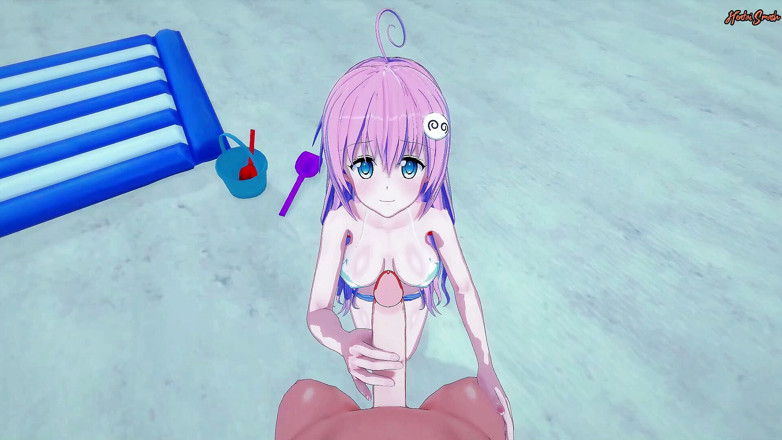 Hentai Smash: POV rucha Lalę na plaży i orgazm w niej. Kochać...