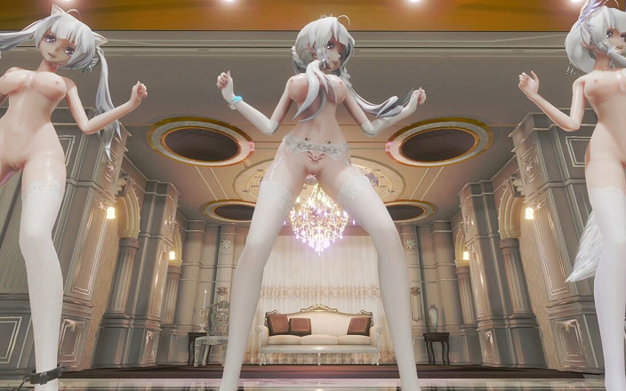 MikuMotion: [MMD] Трійний щасливий блискучий крок білий шовк JK студентка Чонсам стриптиз