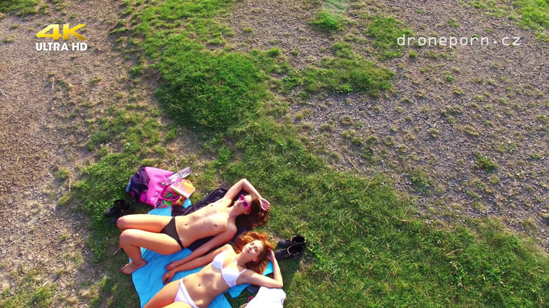 Peaches and Bananas: Teen on the Nudist Beach Filmed by Drone