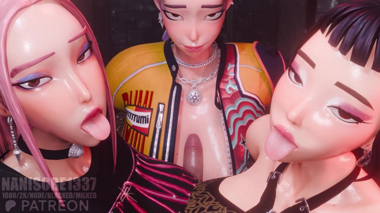 Nanisore1337: Rumi Mira Zoey Huntrix triplo titjob 3D