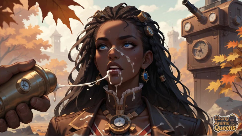 Ebony Anime Queens: ¡Una diosa oscura caliente y fresca es cachonda en un...